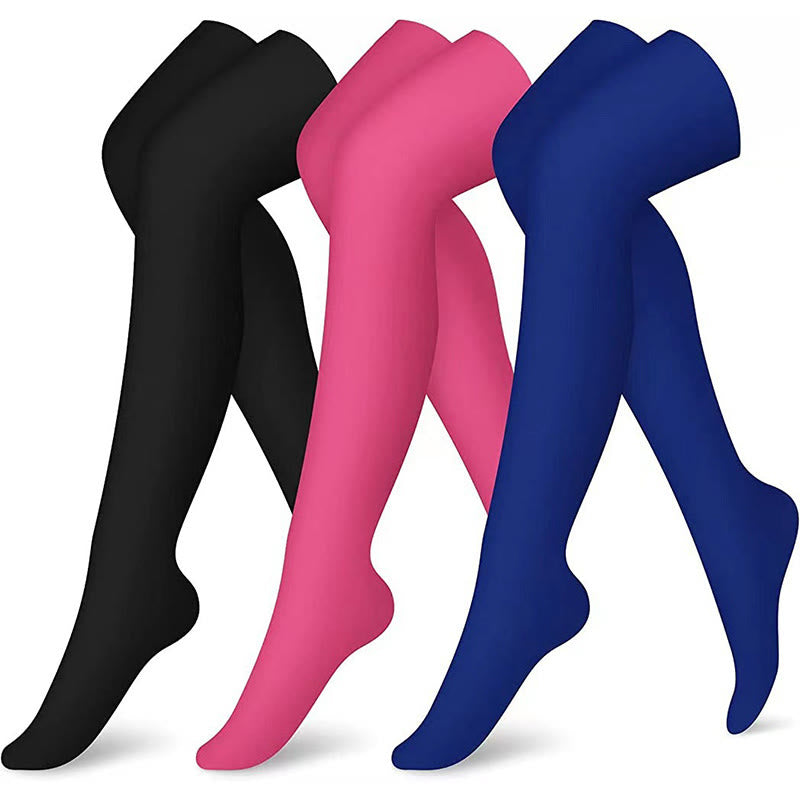 Plusock Rose Navy Blue Black Thigh High Compression Socks(3 Pairs) - Multicolor - S/M - image 0