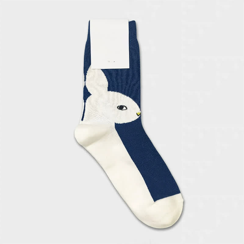 Plusock Easter Rabbit Colorblock Quarter Socks(3 Pairs) - Blue - EU36-40(US3-7) - image 6
