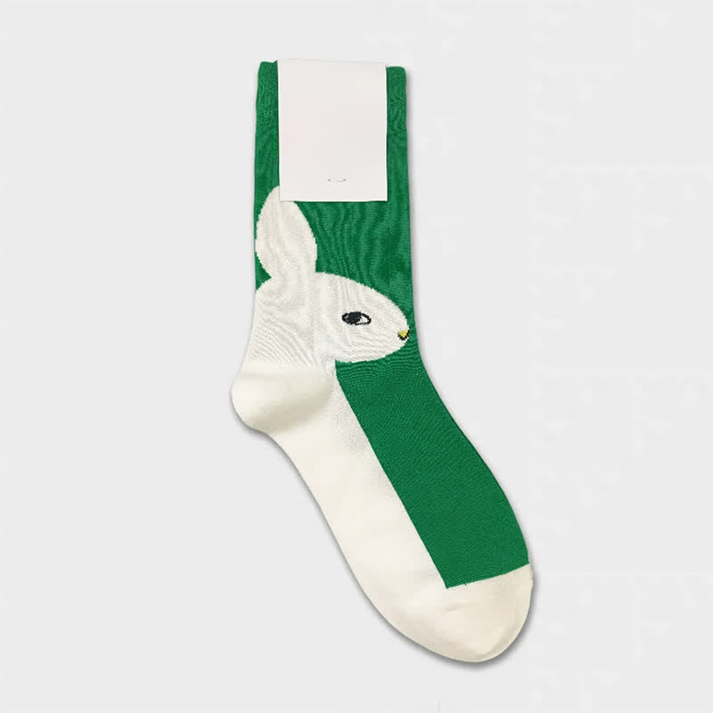 Plusock Easter Rabbit Colorblock Quarter Socks(3 Pairs) - Green - EU36-40(US3-7) - image 2