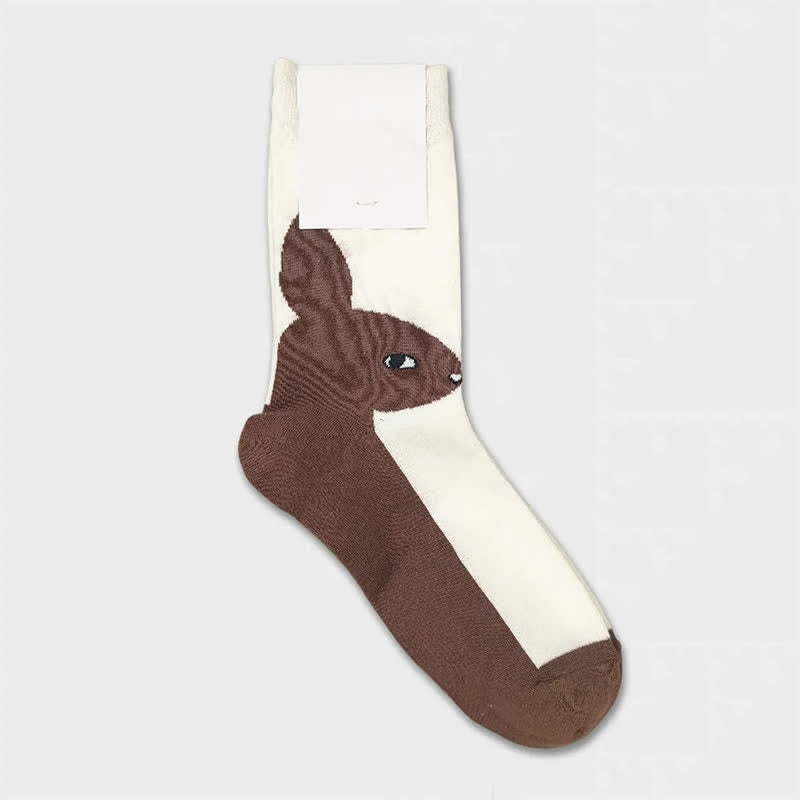 Plusock Easter Rabbit Colorblock Quarter Socks(3 Pairs) - Coffee - EU36-40(US3-7) - image 4