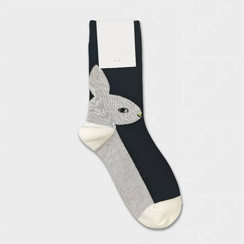 Plusock Easter Rabbit Colorblock Quarter Socks(3 Pairs) - Black - EU36-40(US3-7) - image 3