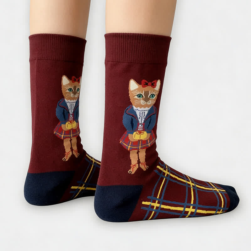 Plusock Cute Cat Flower Quarter Socks(3 Pairs) - image 3