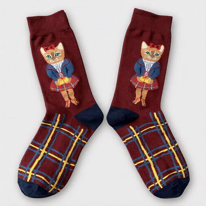 Plusock Cute Cat Flower Quarter Socks(3 Pairs) - image 6