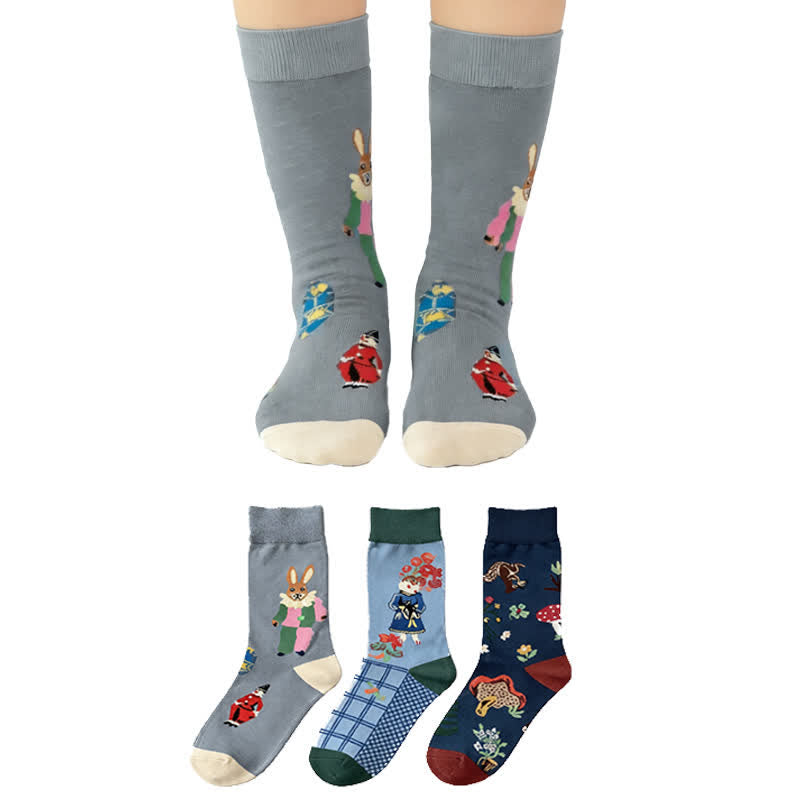 Plusock Easter Mushroom Ribbed Quarter Socks (3 Pairs) - Multicolor - EU36-40(US3-7) - image 0