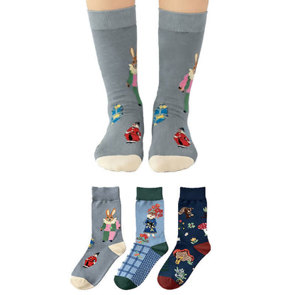 Plusock Easter Mushroom Ribbed Quarter Socks (3 Pairs) - Multicolor - EU36-40(US3-7) - image 0
