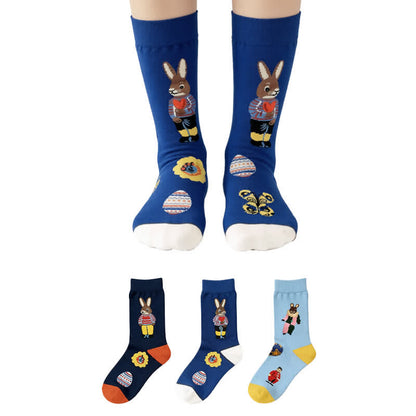 Plusock Playful Easter Rabbit Quarter Socks (3 Pairs) - Multicolor - EU36-40(US3-7) - image 0