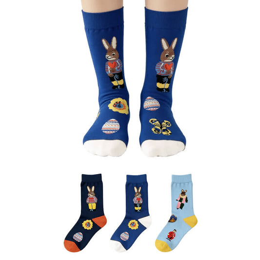 Plusock Playful Easter Rabbit Quarter Socks (3 Pairs) - Multicolor - EU36-40(US3-7) - image 0