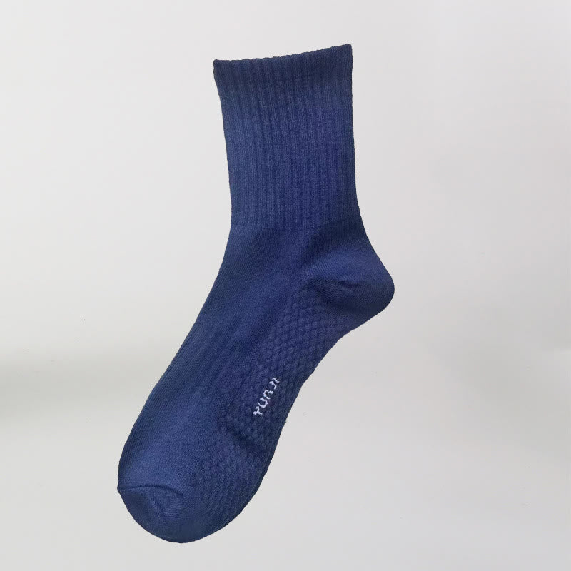 Plusock Solid Color Thickened Quarter Socks(5 Pairs) - Navy Blue - EU40-48(US7-13) - image 11