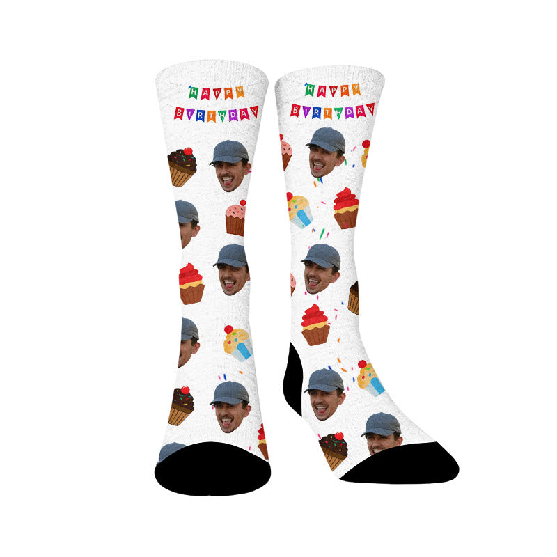 Plusock Custom Birthday Face Socks - Sample - EU37-44(US4-10) - image 1