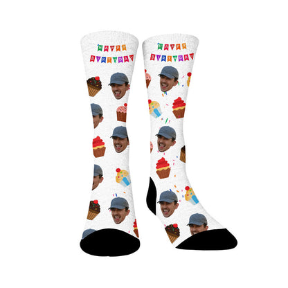 Plusock Custom Birthday Face Socks - Sample - EU37-44(US4-10) - image 1