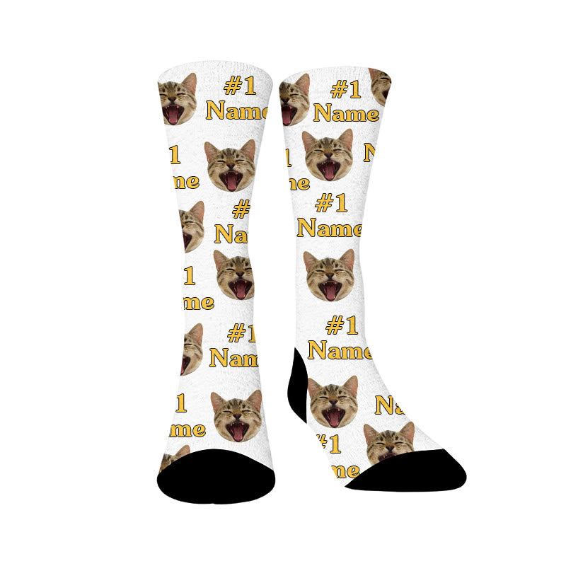 Plusock Custom Pet Name Face Socks - Sample - EU37-44(US4-10) - image 1