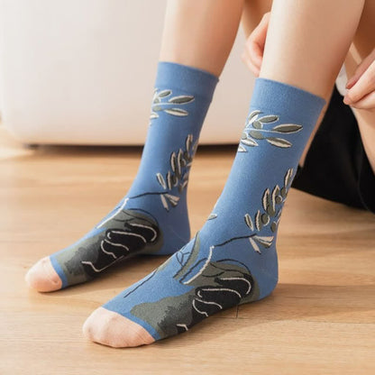 Plusock Vintage Floral Ribbed Quarter Socks(4 Pairs) - image 4