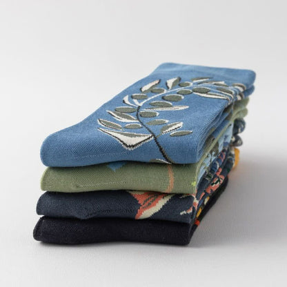 Plusock Vintage Floral Ribbed Quarter Socks(4 Pairs) - image 7