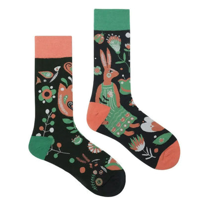 Plusock Flower Rabbit Cartoon Quarter Socks - image 1