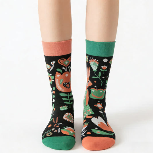 Plusock Flower Rabbit Cartoon Quarter Socks - image 0