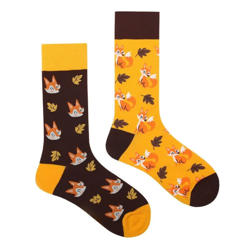 Plusock Cute Fox Cartoon Quarter Socks - image 1