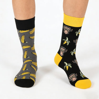 Plusock Playful Banana Monkey Quarter Socks - Black - EU36-43(US3-9) - image 0