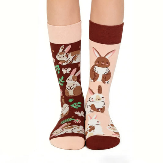 Plusock Cute Floral Rabbit Quarter Socks - Pink - EU36-43(US3-9) - image 0