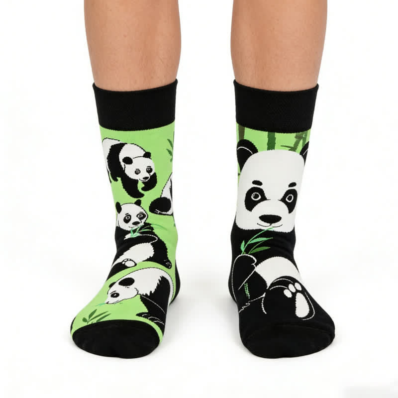 Plusock Panda Cartoon Quarter Socks - Green - EU36-43(US3-9) - image 0