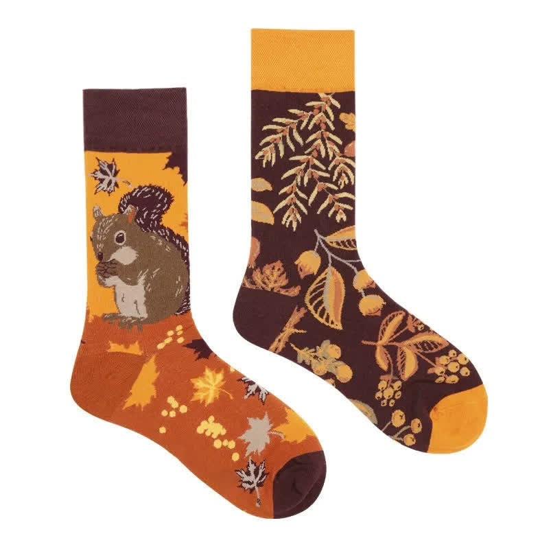 Plusock Autumn Squirrel Quarter Socks - image 1