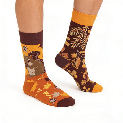 Plusock Autumn Squirrel Quarter Socks - Orange - EU36-43(US3-9) - image 0