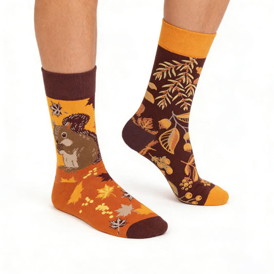 Plusock Autumn Squirrel Quarter Socks - Orange - EU36-43(US3-9) - image 0