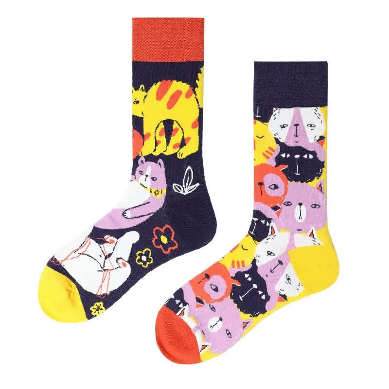 Plusock Fun Cat Cartoon Quarter Socks - image 1