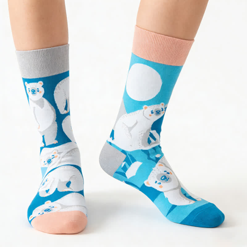 Plusock Polar Bear Quarter Socks - Blue - EU36-43(US3-9) - image 0