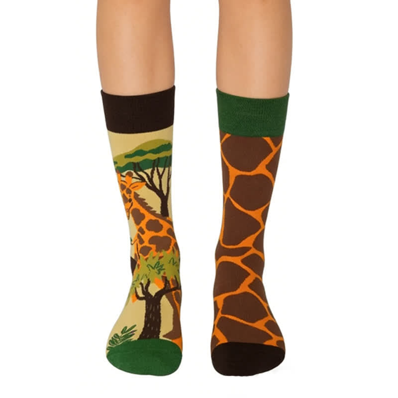Plusock Giraffe Cartoon Quarter Socks - Green - EU36-43(US3-9) - image 0