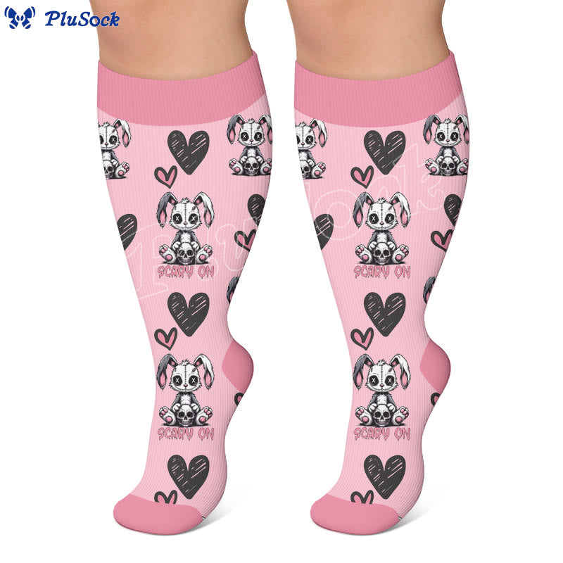 Plusock Plus Size Skull Friendship Print Compression Socks - image 3