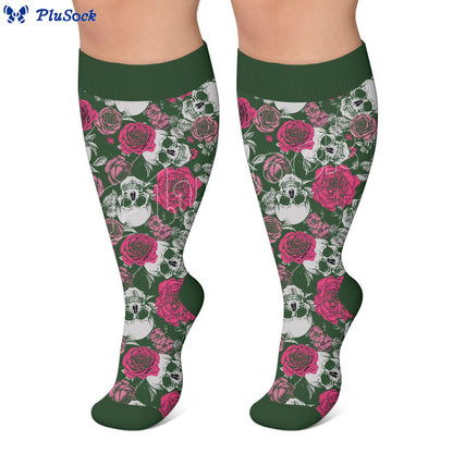 Plusock Plus Size Skull Friendship Print Compression Socks - image 4