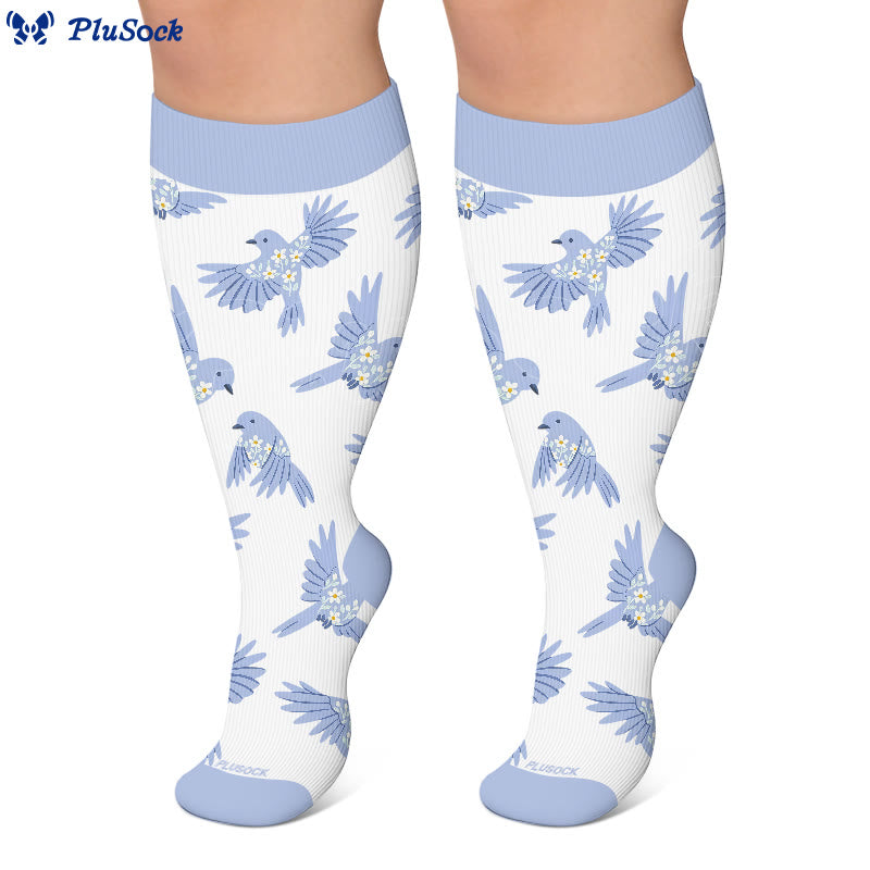 Plusock Plus Size Hummingbird Floral Compression Socks - image 4