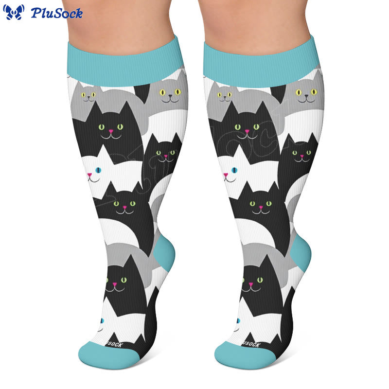 Plusock Plus Size Dreamy Galaxy Cat Compression Socks - image 2