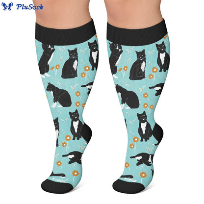 Plusock Plus Size Charming Cat Compression Socks - image 2