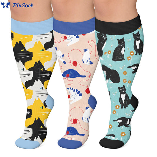 Plusock Plus Size Charming Cat Compression Socks - image 0