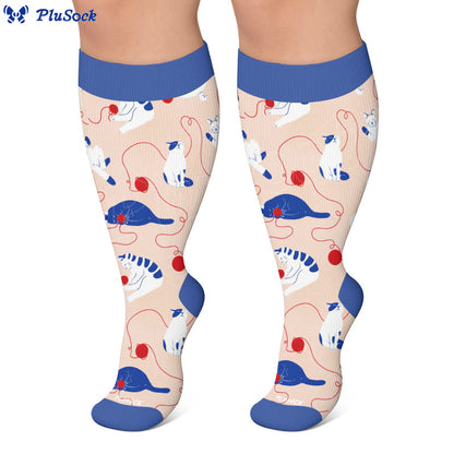 Plusock Plus Size Charming Cat Compression Socks - image 3