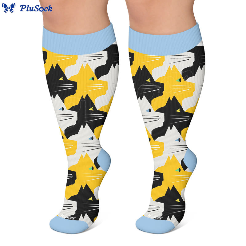 Plusock Plus Size Charming Cat Compression Socks - image 4