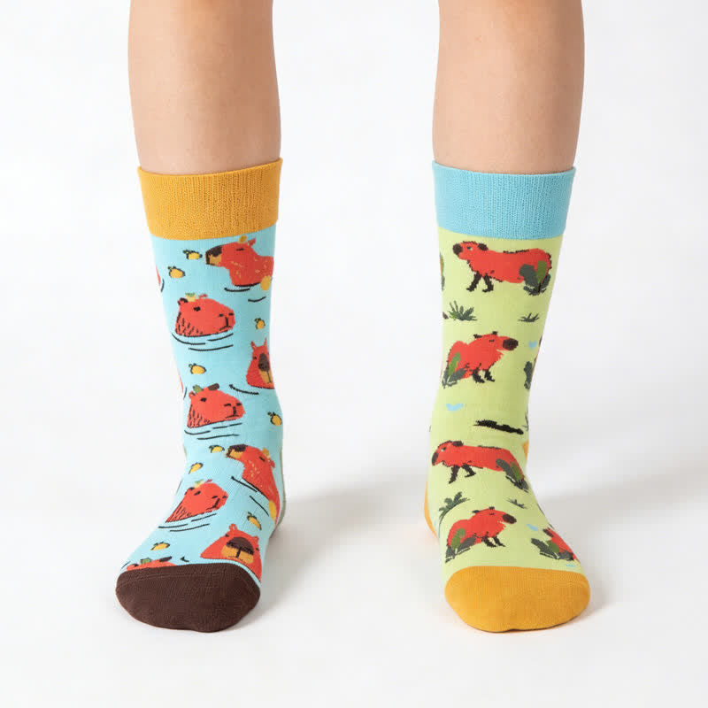 Plusock Cute Capybara Quarter Socks - Blue - EU36-43(US3-9) - image 0