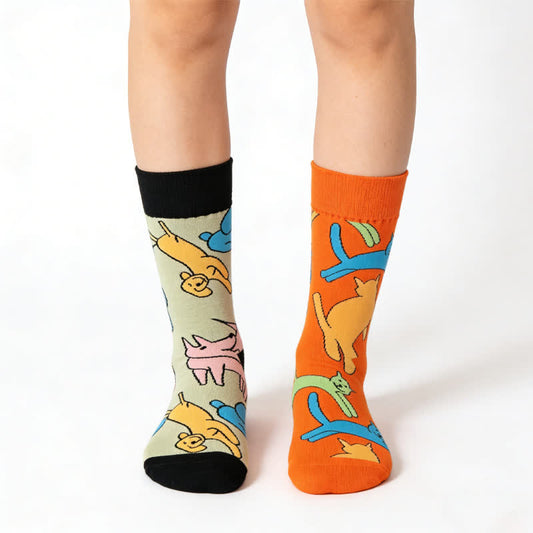 Plusock Playful Dog Cat Quarter Socks - Orange - EU36-43(US3-9) - image 0