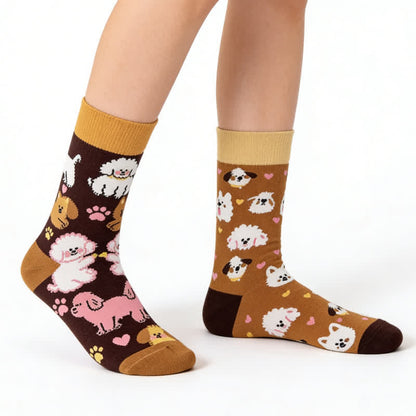 Plusock Cute Dog Quarter Socks - Coffee - EU36-43(US3-9) - image 0