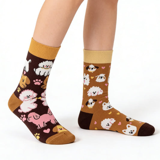 Plusock Cute Dog Quarter Socks - Coffee - EU36-43(US3-9) - image 0