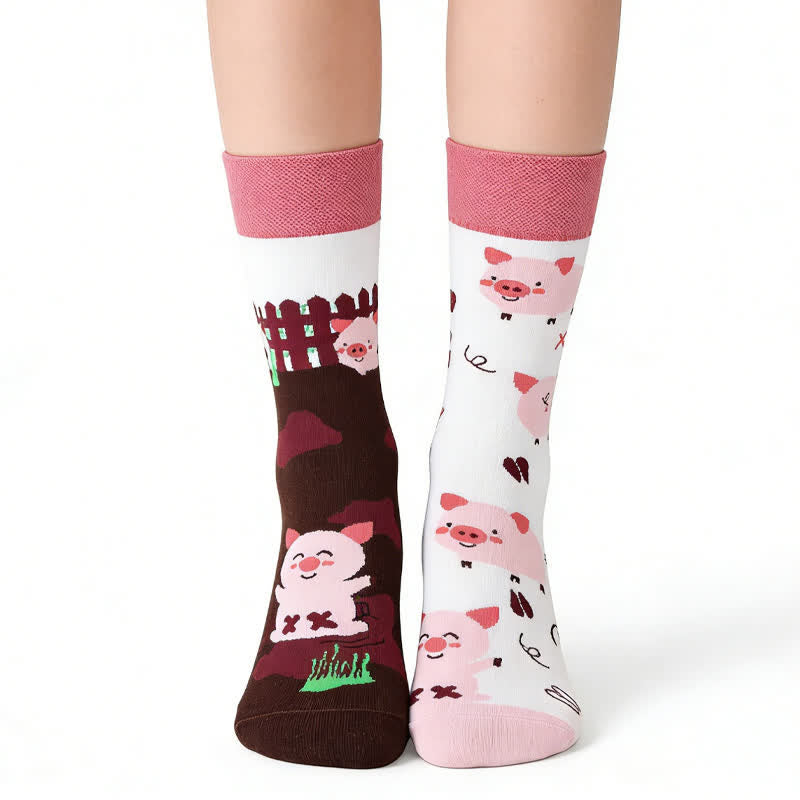 Plusock Cute Pig Quarter Socks - Pink - EU36-43(US3-9) - image 0
