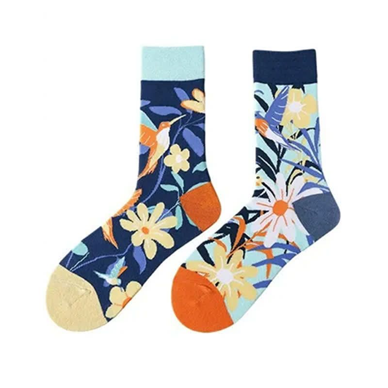 Plusock Floral Hummingbird Quarter Socks - image 1