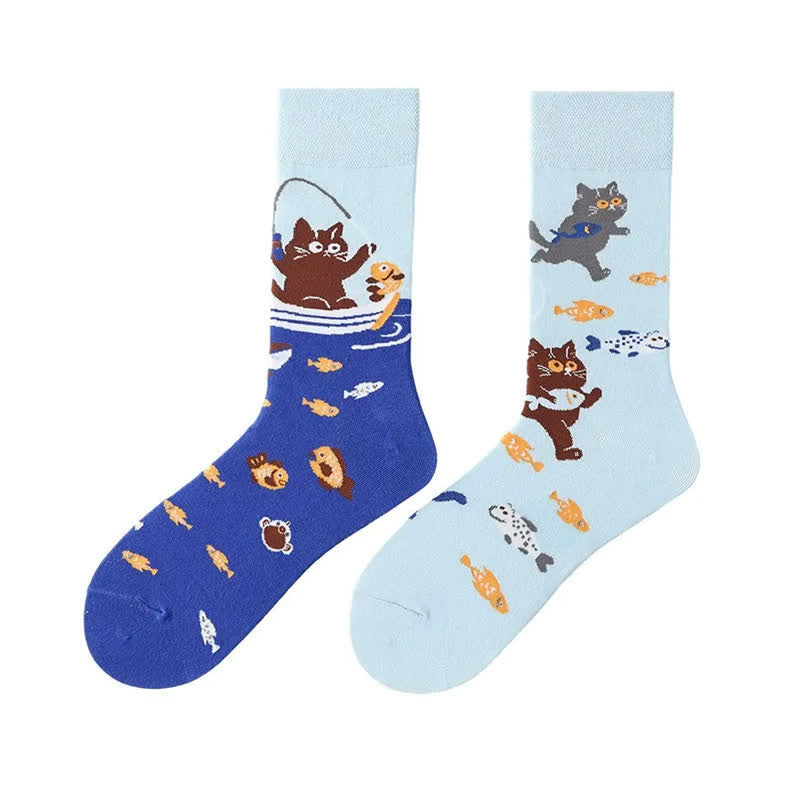 Plusock Cute Cat Fish Quarter Socks - image 1