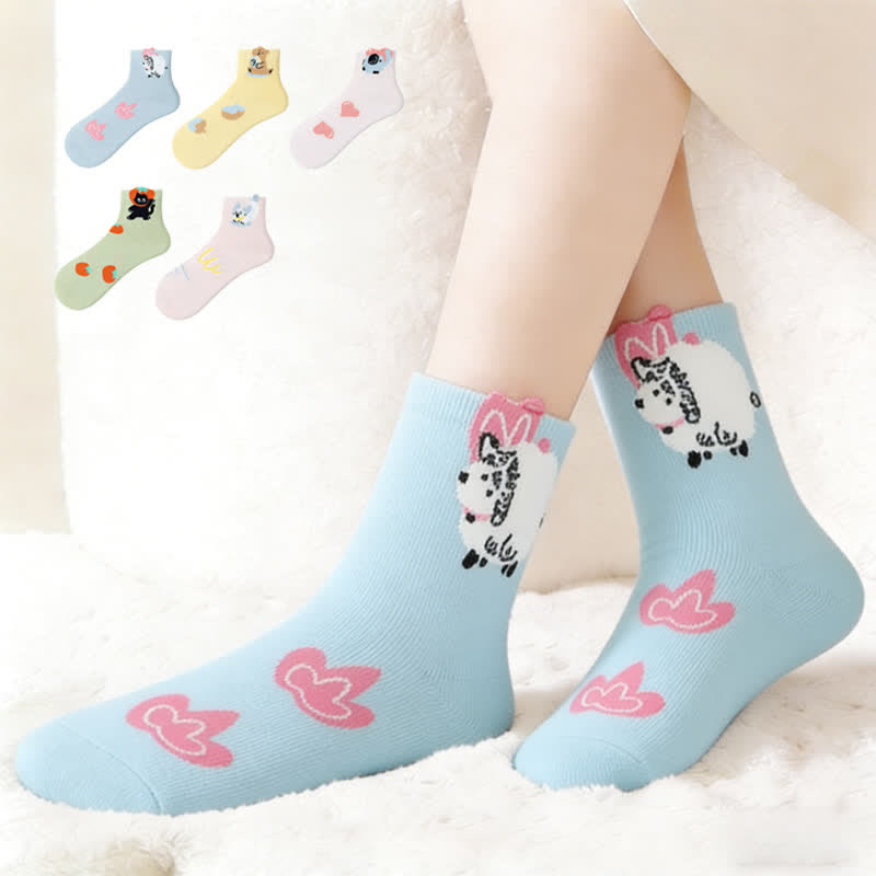 Plusock Cute Cartoon Quarter Socks(5 Pairs) - Multicolor - EU36-41(US3-7.5) - image 0