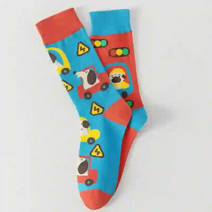 Plusock Colorful Cartoon Striped Quarter Socks(5 Pairs) - image 1