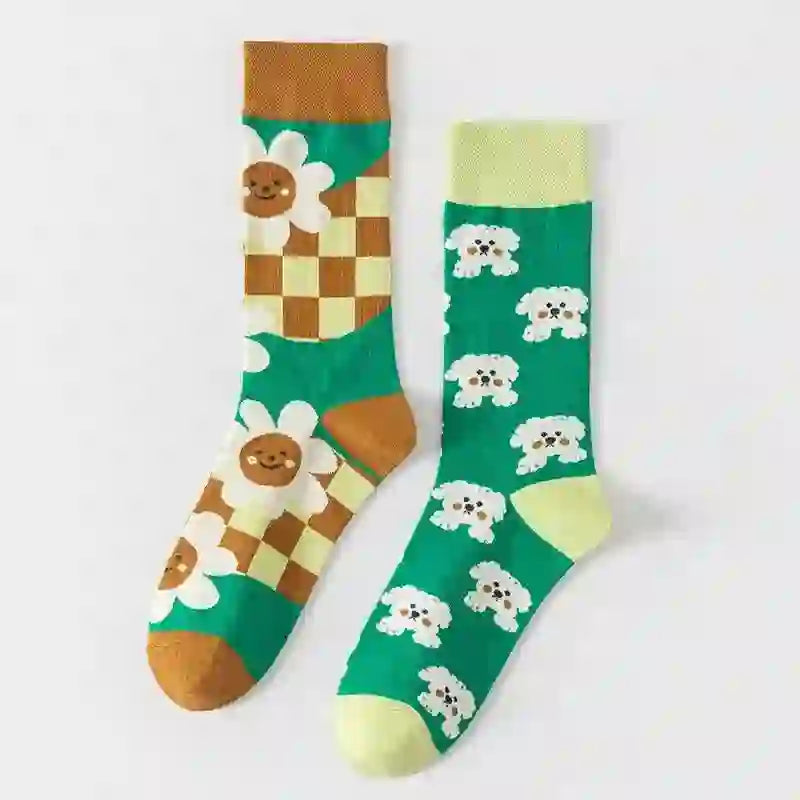 Plusock Colorful Cartoon Striped Quarter Socks(5 Pairs) - image 2
