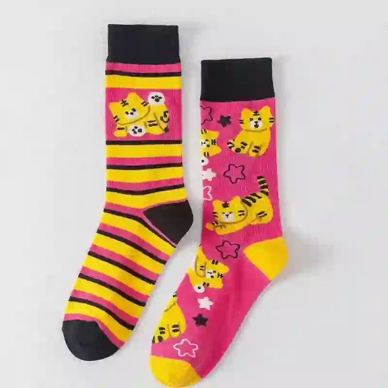 Plusock Colorful Cartoon Striped Quarter Socks(5 Pairs) - image 4