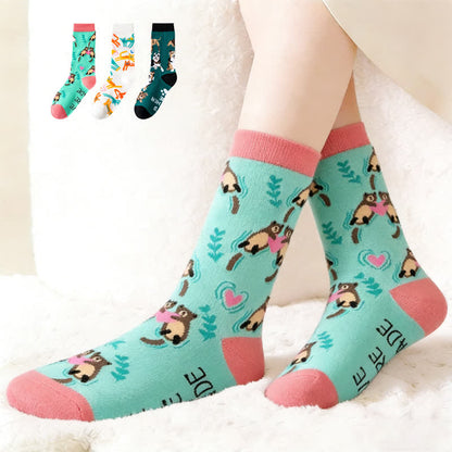Plusock Cute Cartoon Animal Quarter Socks(3 Pairs) - Multicolor - EU38-45(5-11) - image 0