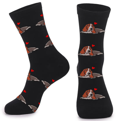 Plusock Cute Colorful Dog Quarter Socks(4 Pairs) - image 1